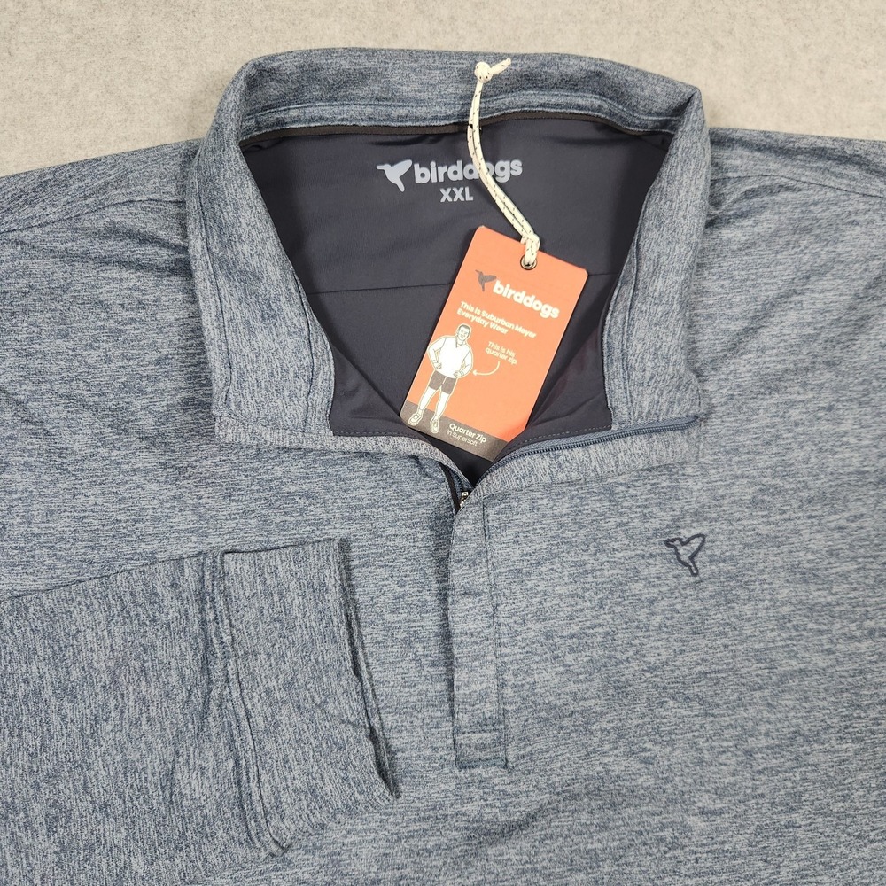 Birddogs Quarter Zip Mens XXL Blue Stonewash Golf Stretch Active Outdoors NEW
